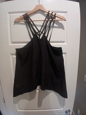 BCBG Strappy SHEER Black Tank Top